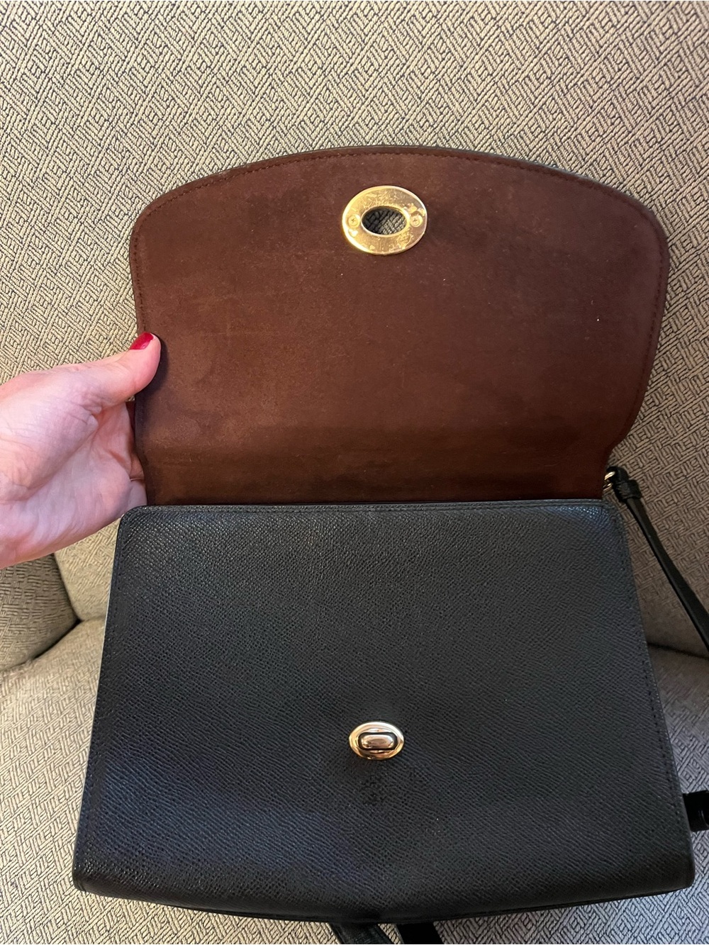 💗COACH Tilley Cross-body Top Handle Twist Lock Gold hardware Leather bag - Picture 4 of 7
